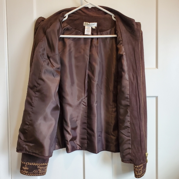 EUC Vintage Coldwater Creek Faux Suede Emboidered Lined Zipper Jacket Petite M - Picture 4 of 7